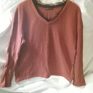Shein Long Sleeve Lace Neck Top